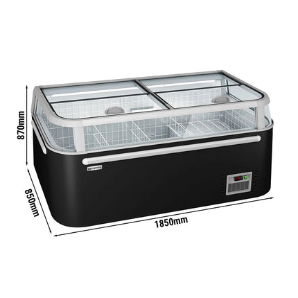 GGM Gastro Commercial Island Freezer - Head Case - 1850x850mm - 523 Litres - with Baskets - with Dividers - Black