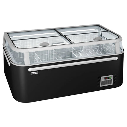 GGM Gastro Commercial Island Freezer - Head Case - 1850x850mm - 523 Litres - with Baskets - with Dividers - Black