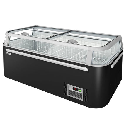 GGM Gastro Commercial Island Freezer - Head Case - 1850x850mm - 523 Litres - with Baskets - with Dividers - Black