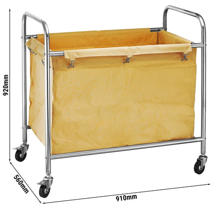 GGM Gastro Commercial Linen Trolley - 100kg load capacity - Stainless Steel frame - Yellow