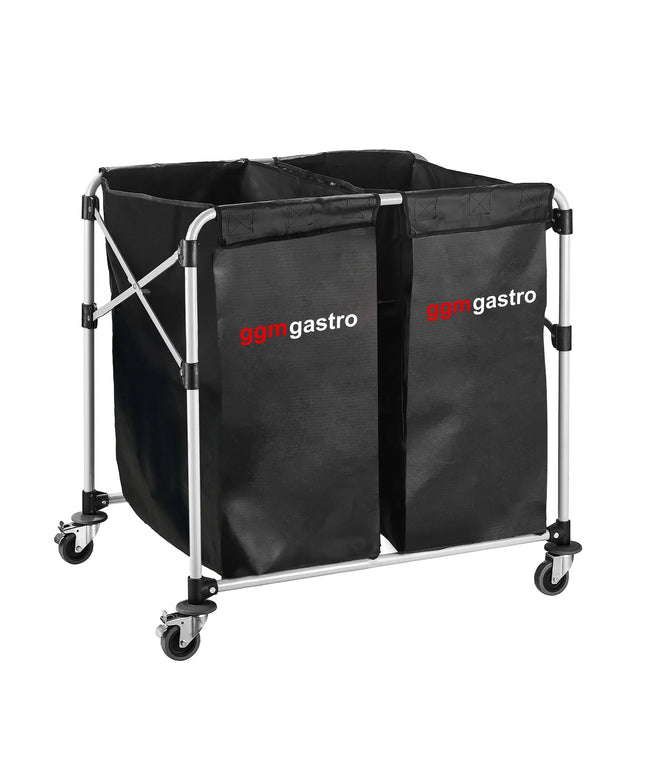 GGM Gastro Commercial Linen Trolley - Foldable - 2x 150L - Aluminium frame - Black