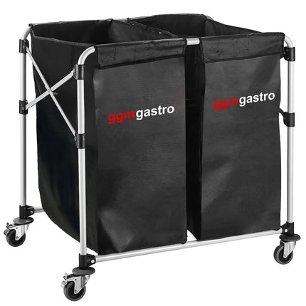GGM Gastro Commercial Linen Trolley - Foldable - 2x 150L - Aluminium frame - Black