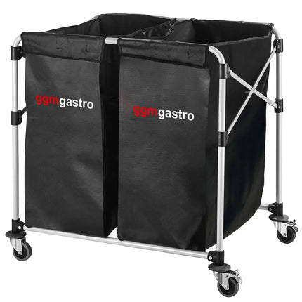 GGM Gastro Commercial Linen Trolley - Foldable - 2x 150L - Aluminium frame - Black