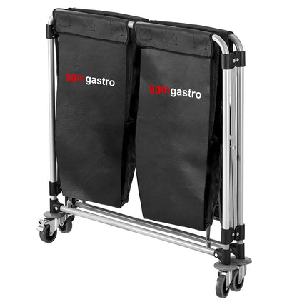 GGM Gastro Commercial Linen Trolley - Foldable - 2x 150L - Aluminium frame - Black