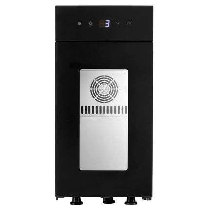 GGM Gastro Commercial Milk Fridge for Coffee Machines - 220mm - 8.5 Litres - with 1 hinged glass door - LED lighting - digital controller with temperature display - with milk feed-through - Black - Temperature range 0 to 4 °C