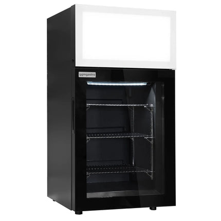 GGM Gastro Commercial Mini Bar Freezer - 460mm - with 1 glass door & advertising display - Black - Glass door