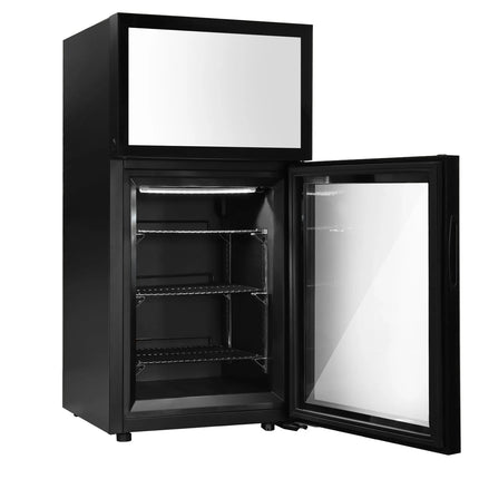 GGM Gastro Commercial Mini Bar Freezer - 460mm - with 1 glass door & built-in 48.3 cm LCD display - Black