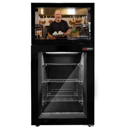 GGM Gastro Commercial Mini Bar Freezer - 460mm - with 1 glass door & built-in 48.3 cm LCD display - Black