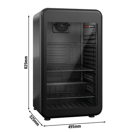 GGM Gastro Commercial Mini Bar Refrigerator - 495mm - 113L - with 1 glass door & reversible hinges - Black - Double-glazed glass door