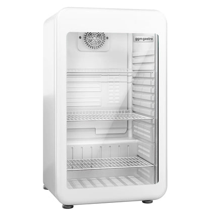 GGM Gastro Commercial Mini Bar Refrigerator - 495mm - 113L - with 1 glass door & reversible hinges - White - Double-glazed glass door