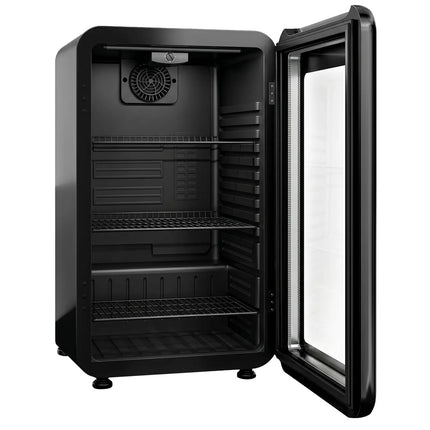 GGM Gastro Commercial Mini Bar Refrigerator - 495mm - 113L - with 1 glass door & reversible hinges - Black - Double-glazed glass door
