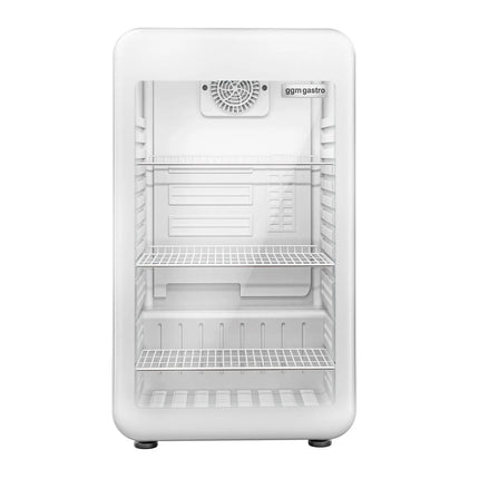 GGM Gastro Commercial Mini Bar Refrigerator - 495mm - 113L - with 1 glass door & reversible hinges - White - Double-glazed glass door