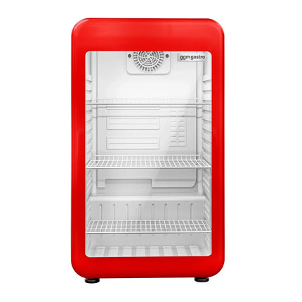 GGM Gastro Commercial Mini Bar Refrigerator - 495mm - 113L - with 1 glass door & reversible hinges - Red - Double-glazed glass door