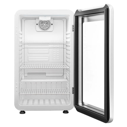 GGM Gastro Commercial Mini Bar Refrigerator - 495mm - 113L - with 1 glass door & reversible hinges - White - Double-glazed glass door