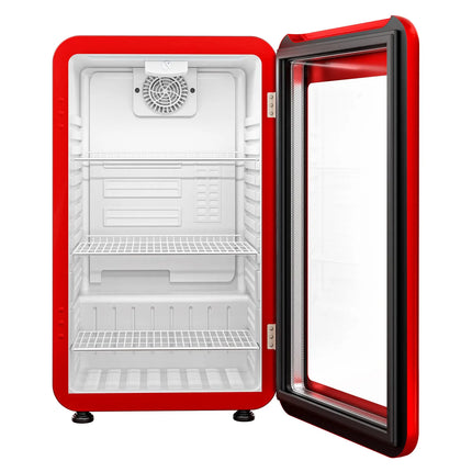 GGM Gastro Commercial Mini Bar Refrigerator - 495mm - 113L - with 1 glass door & reversible hinges - Red - Double-glazed glass door