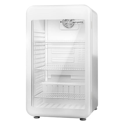 GGM Gastro Commercial Mini Bar Refrigerator - 495mm - 113L - with 1 glass door & reversible hinges - White - Double-glazed glass door