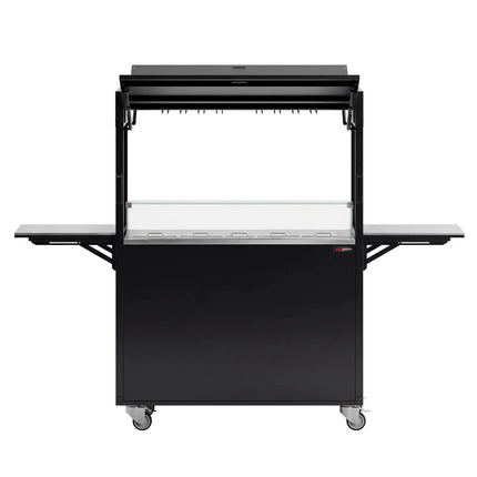GGM Gastro Commercial Mobile Cocktail Station – Includes Bar Fridge, Work Surface, Glass Shelf & LED Lighting – Fold-Out Design