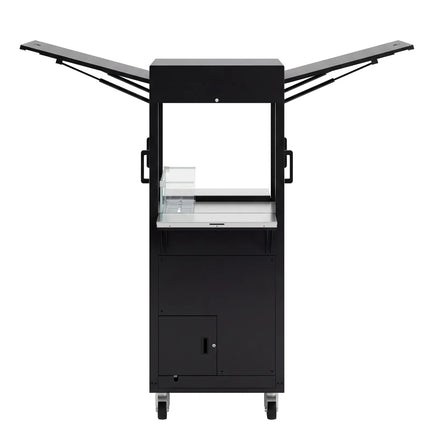 GGM Gastro Commercial Mobile Cocktail Station – Includes Bar Fridge, Work Surface, Glass Shelf & LED Lighting – Fold-Out Design