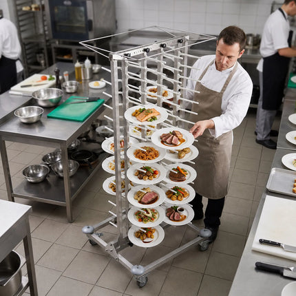 GGM Gastro Commercial Mobile Plate Rack Double-Column - up to 80 Plates - Ø 16-32cm - Banqueting