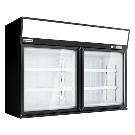 GGM Gastro Commercial multideck display freezer - 1450mm - 232L - with 2 hinged glass doors & 4 shelves - Black
