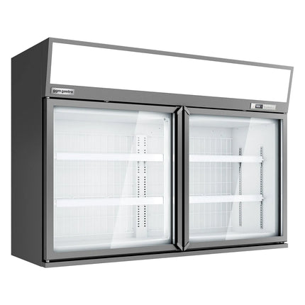 GGM Gastro Commercial multideck display freezer - 1450mm - 232L - with 2 hinged glass doors & 4 shelves - Grey