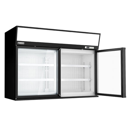 GGM Gastro Commercial multideck display freezer - 1450mm - 232L - with 2 hinged glass doors & 4 shelves - Black