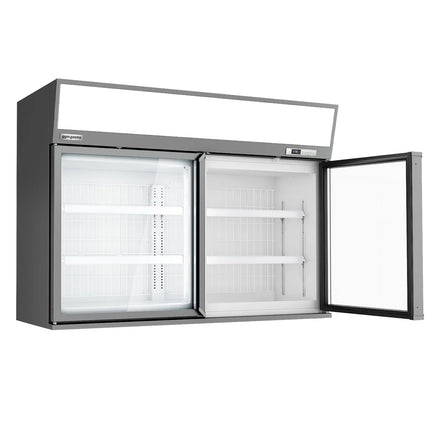 GGM Gastro Commercial multideck display freezer - 1450mm - 232L - with 2 hinged glass doors & 4 shelves - Grey