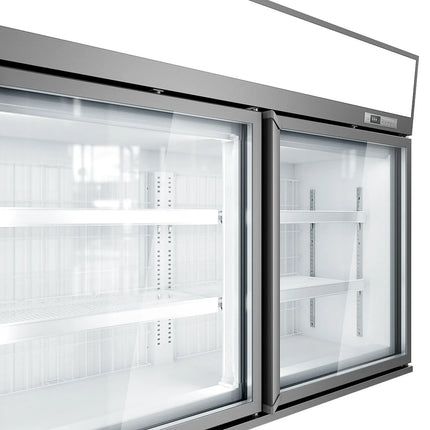 GGM Gastro Commercial multideck display freezer - 1450mm - 232L - with 2 hinged glass doors & 4 shelves - Grey