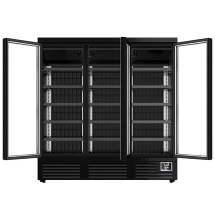 GGM Gastro Commercial multideck display freezer - 1890mm - 1539L - with 3 hinged glass doors & 5 shelves - Black