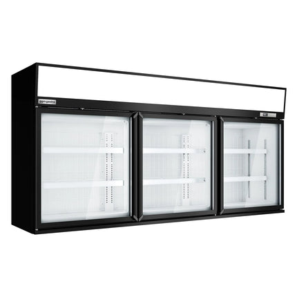 GGM Gastro Commercial multideck display freezer - 2100mm - 346L - with 3 hinged glass doors & 6 shelves - Black
