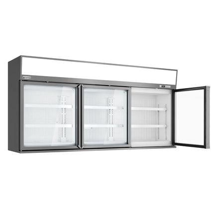 GGM Gastro Commercial multideck display freezer - 2100mm - 346L - with 3 hinged glass doors & 6 shelves - Grey