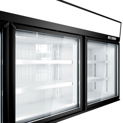 GGM Gastro Commercial multideck display freezer - 2100mm - 346L - with 3 hinged glass doors & 6 shelves - Black