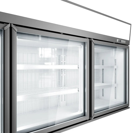 GGM Gastro Commercial multideck display freezer - 2100mm - 346L - with 3 hinged glass doors & 6 shelves - Grey
