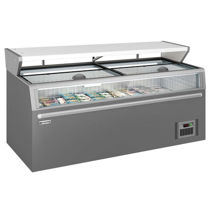 GGM Gastro Commercial multideck display freezer - 2104mm - 346L - with 3 sliding glass doors & 6 shelves - incl. island freezer - Grey
