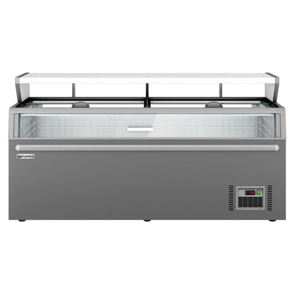 GGM Gastro Commercial multideck display freezer - 2104mm - 346L - with 3 sliding glass doors & 6 shelves - incl. island freezer - Grey
