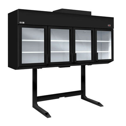 GGM Gastro Commercial multideck display freezer - 2500mm - 1244L - with 4 double‑glazed hinged glass doors & 6 shelves - incl. island freezer - Black