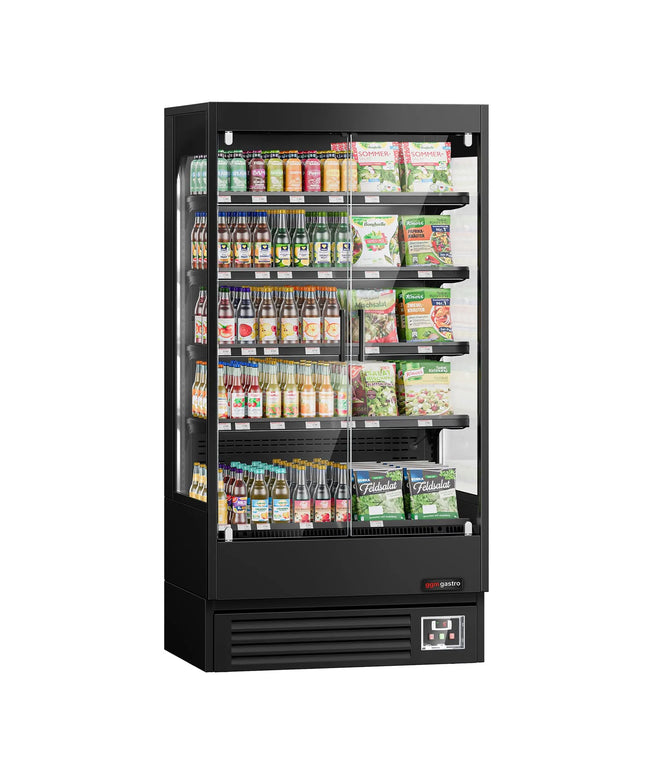 GGM Gastro Commercial multideck display fridge - 1002mm - 440L - with 2 hinged glass doors & 4 shelves - Black