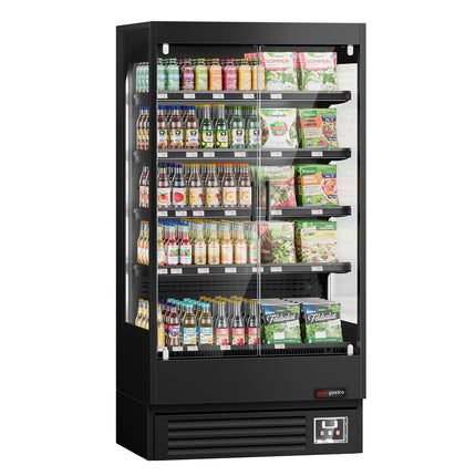 GGM Gastro Commercial multideck display fridge - 1002mm - 440L - with 2 hinged glass doors & 4 shelves - Black