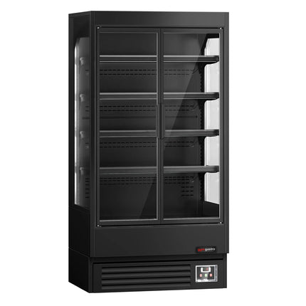 GGM Gastro Commercial multideck display fridge - 1002mm - 440L - with 2 hinged glass doors & 4 shelves - Black