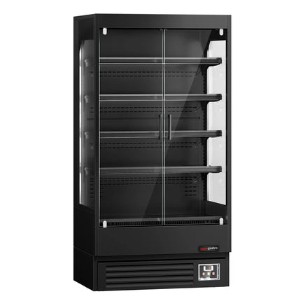 GGM Gastro Commercial multideck display fridge - 1002mm - 440L - with 2 hinged glass doors & 4 shelves - Black