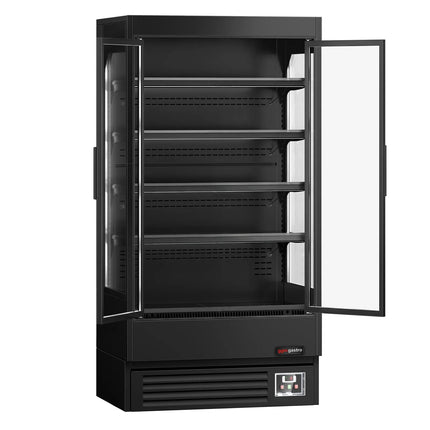 GGM Gastro Commercial multideck display fridge - 1002mm - 440L - with 2 hinged glass doors & 4 shelves - Black