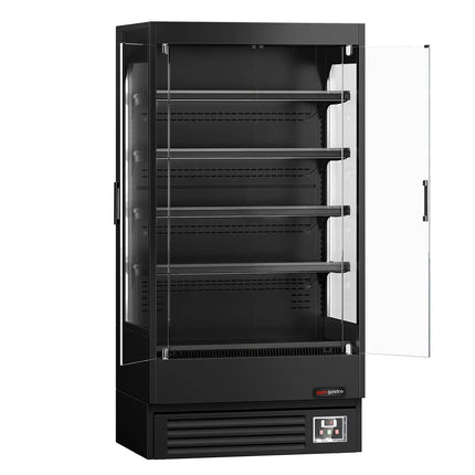 GGM Gastro Commercial multideck display fridge - 1002mm - 440L - with 2 hinged glass doors & 4 shelves - Black