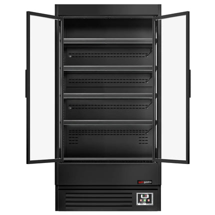 GGM Gastro Commercial multideck display fridge - 1002mm - 440L - with 2 hinged glass doors & 4 shelves - Black