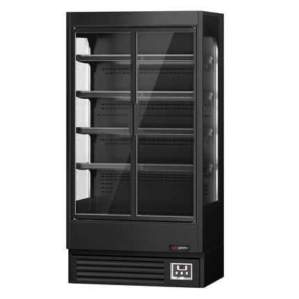 GGM Gastro Commercial multideck display fridge - 1002mm - 440L - with 2 hinged glass doors & 4 shelves - Black