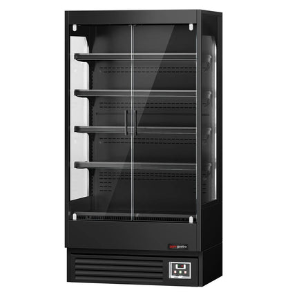 GGM Gastro Commercial multideck display fridge - 1002mm - 440L - with 2 hinged glass doors & 4 shelves - Black