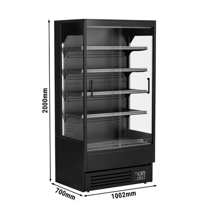 GGM Gastro Commercial multideck display fridge - 1002mm - 440L - with 2 sliding glass doors & 4 shelves - Black