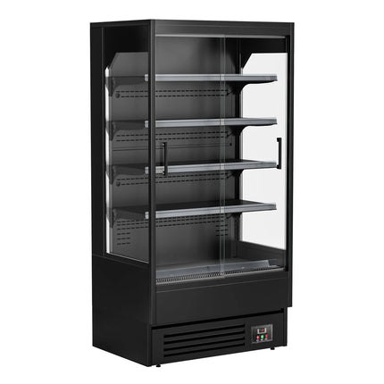 GGM Gastro Commercial multideck display fridge - 1002mm - 440L - with 2 sliding glass doors & 4 shelves - Black