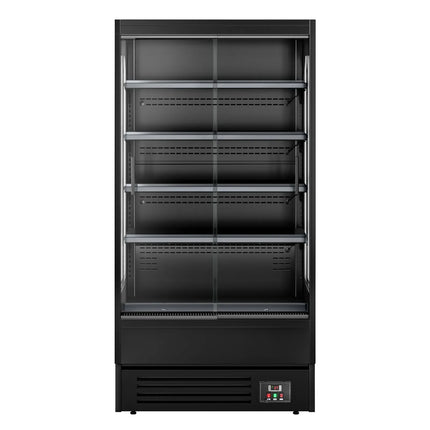 GGM Gastro Commercial multideck display fridge - 1002mm - 440L - with 2 sliding glass doors & 4 shelves - Black