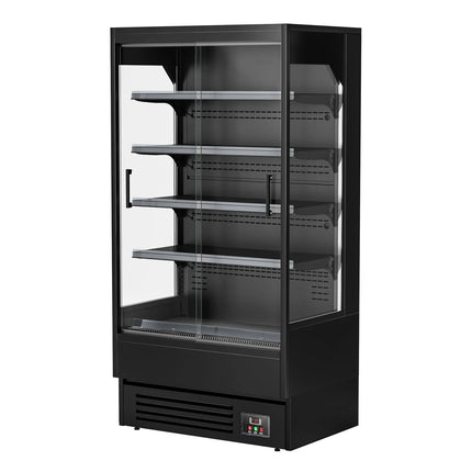 GGM Gastro Commercial multideck display fridge - 1002mm - 440L - with 2 sliding glass doors & 4 shelves - Black