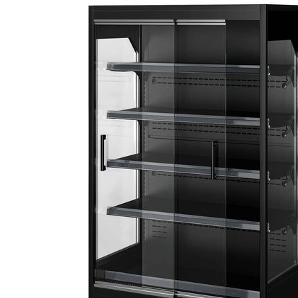 GGM Gastro Commercial multideck display fridge - 1002mm - 440L - with 2 sliding glass doors & 4 shelves - Black